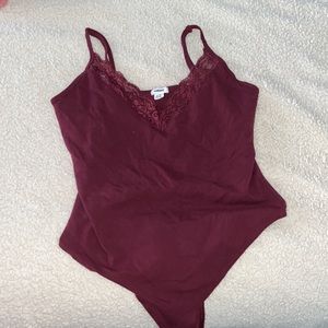 Garage red lacy body suit